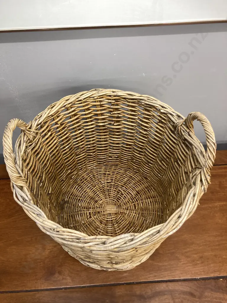 Vintage Woven Wicker Basket With Handles. 33 x 41cm Image 1++
